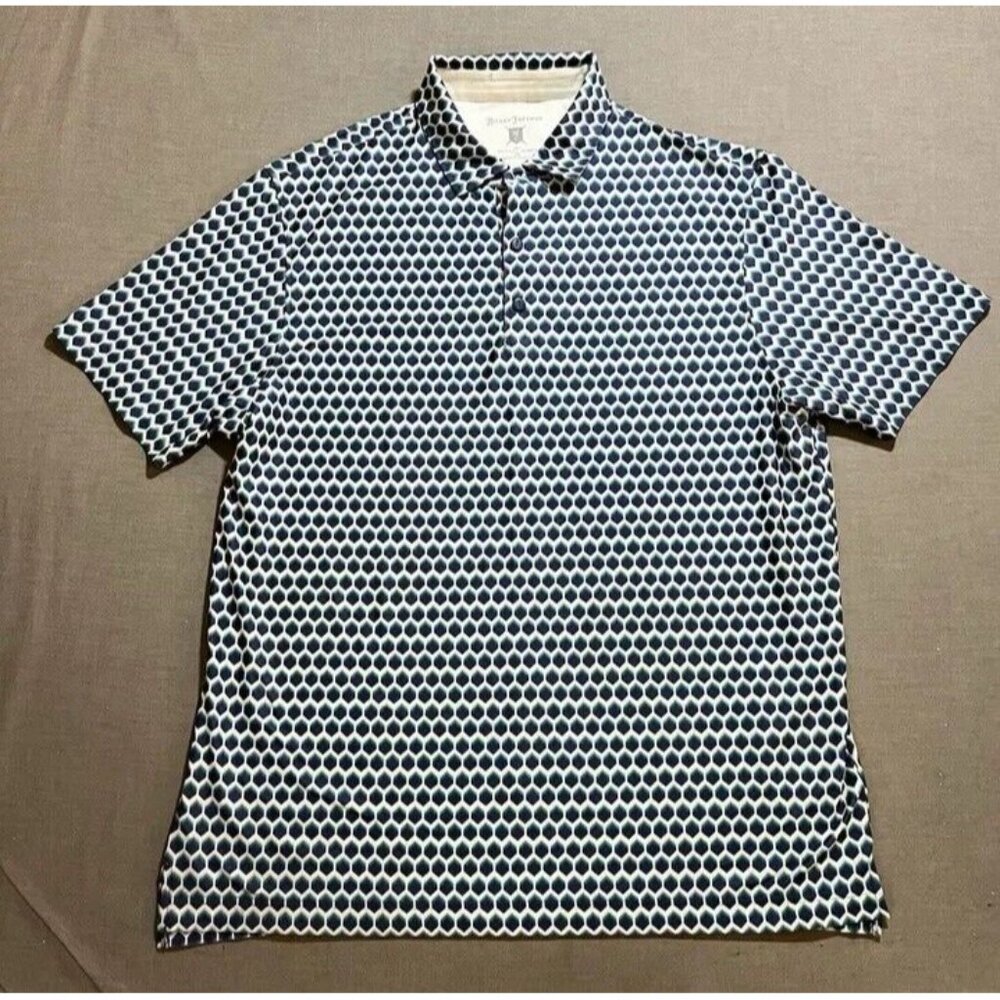 Hickey Freeman  Geometric Print Polo Golf Shirt Mens Large Performance Fabric‎